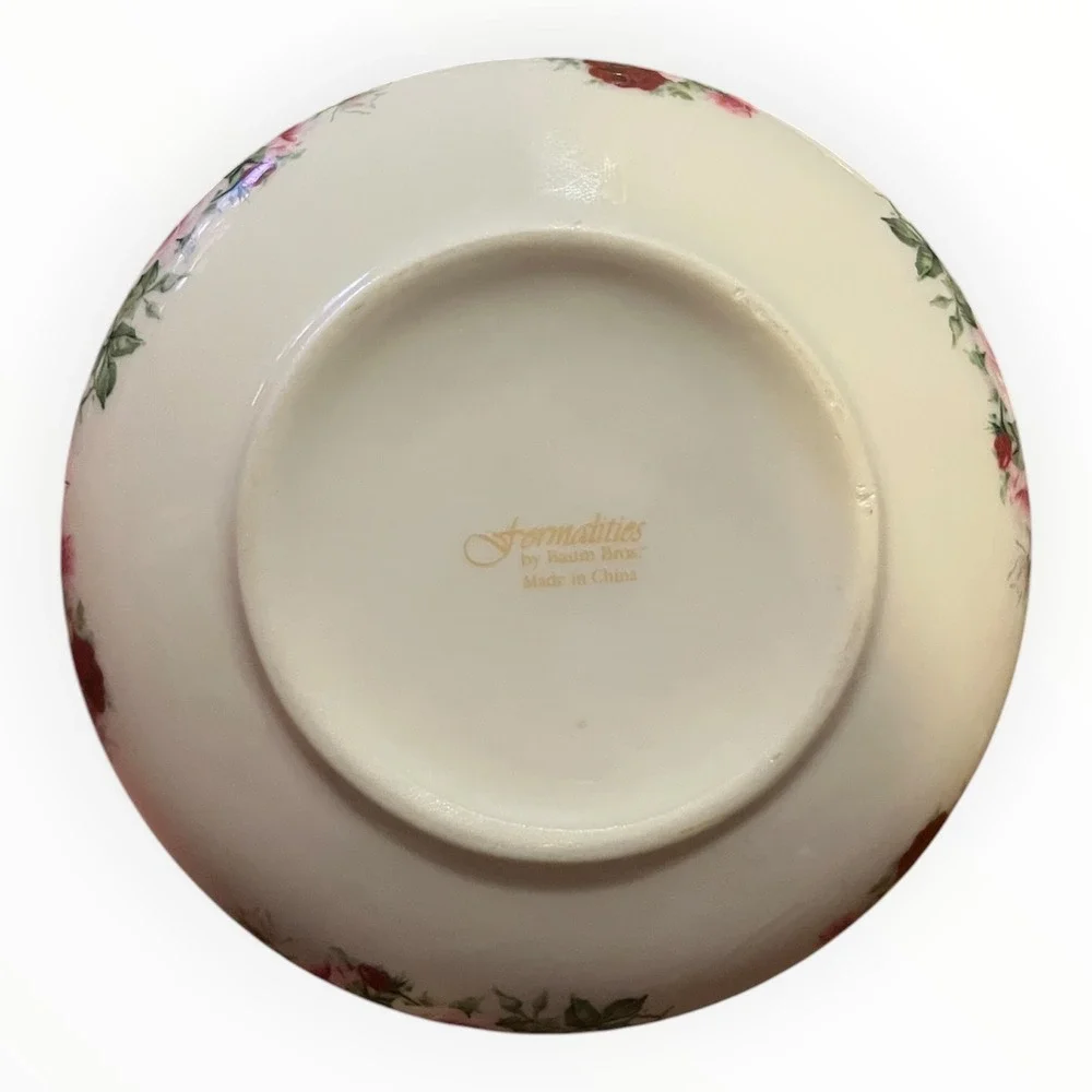 Formalities by Baum Bros Porcelain Rose Trinket Box Round Floral Jewelry Dish